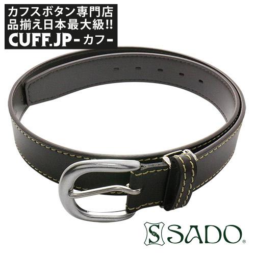 SADO  サド 合皮レザー ベルト ダークブラウン 35mm 生成ステッチ ハンドメイド