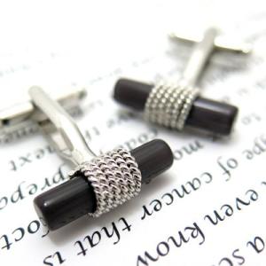 メンズ アクセサリー チェーン＆ブラックシリンダーカフス （カフスボタン カフリンクス） Simple 2500 父の日｜cufflink