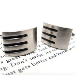 メンズ アクセサリー マットシールドブラックラインカフス（カフスボタン カフリンクス） Simple...