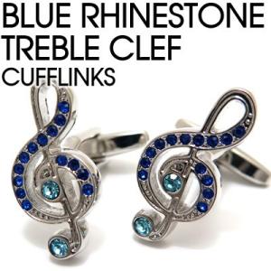 メンズ アクセサリー Value 3500 ブルーラインストーン ト音記号 カフス カフスボタン カ...