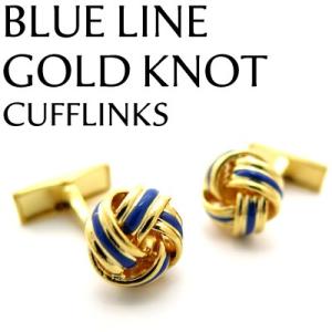 Value 3500 メンズ アクセサリー ブルーライン ゴールド ノット カフス カフスボタン カ...