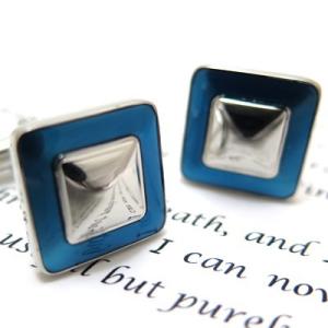 メンズ アクセサリー Simple 2500 エナメル フレーム カフス（ブルー）カフスボタン カフ...