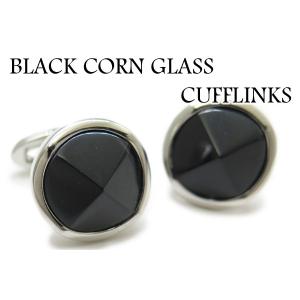 メンズ アクセサリー Value 3500 ブラックコーンガラスカフス カフスボタン カフリンクス パーティー きれい 上品 金 父の日｜cufflink