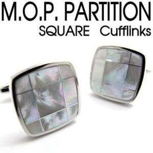 メンズ アクセサリー Value 3500 白蝶貝 パーティション スクウェア カフス カフスボタン...