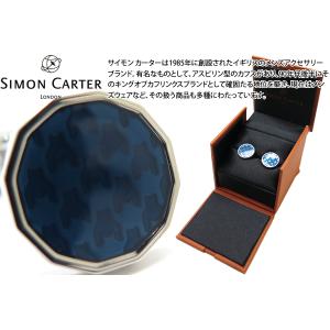 ブランド アクセサリー SIMON CARTER サイモン・カーター ドグトゥース エナメル カフス（ネイビー）カフスボタン カフリンクス 父の日｜cufflink