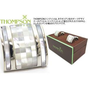 ブランド アクセサリー THOMPSON トンプソン モザイクDシェイプカフス（白蝶貝）（ブランド カフリンクス） 父の日｜cufflink