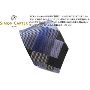 SIMON CARTER サイモン・カーター ブロックチェック シルクネクタイ（パープル）｜cufflink