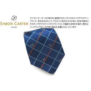 ネクタイ ブランド SIMON CARTER サイモン・カーター 猫 ライン チェック シルク ネク...