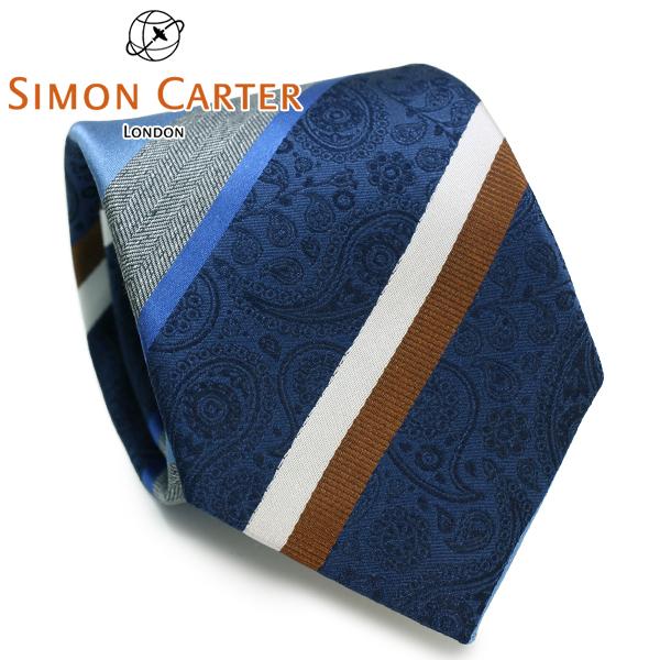 ネクタイ ブランド SIMON CARTER サイモン・カーター ペイズリー ストライプ シルク ネ...