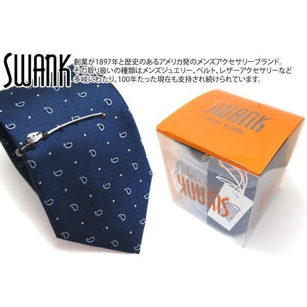 ネクタイ ブランド SWANK スワンク  フィッシング ネクタイ ＆ タイバーセット 青 釣り 魚...