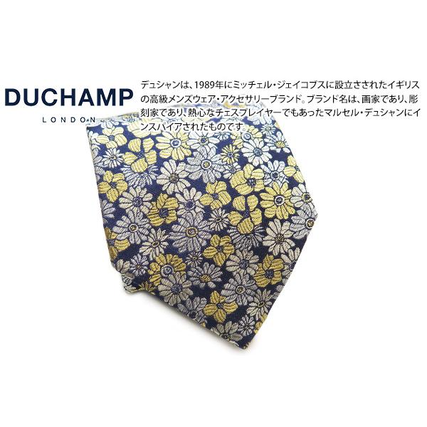 ネクタイ ブランド  DUCHAMP デュシャン パステル フローラル シルク ネクタイ（イエロー）...