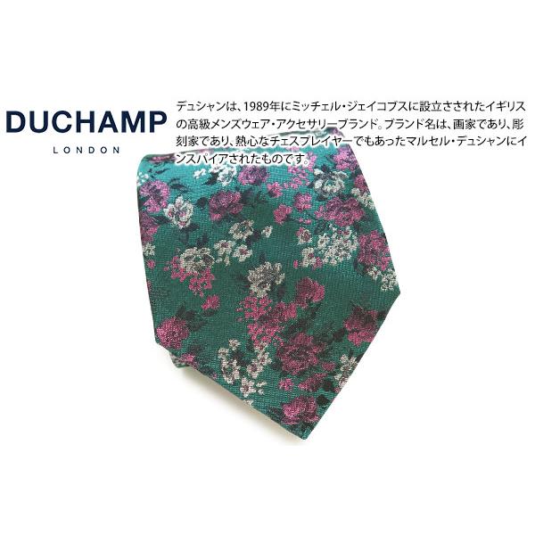 ネクタイ ブランド  DUCHAMP デュシャン フラッシュ フローラル シルク ネクタイ（グリーン...