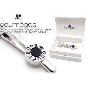 courreges クレージュ ラウンドロゴブラックタイバー （ネクタイピン ネクタイクリップ） 父の日｜cufflink