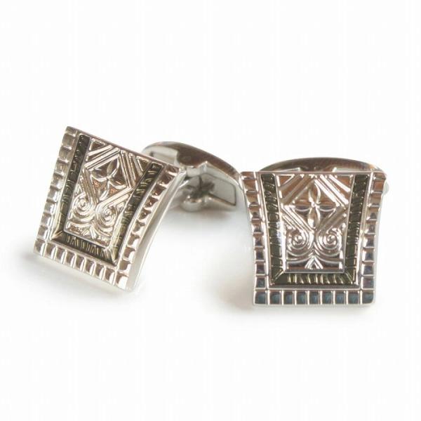 カフス　シルバーブラックラインカフスボタン・カフリンクス