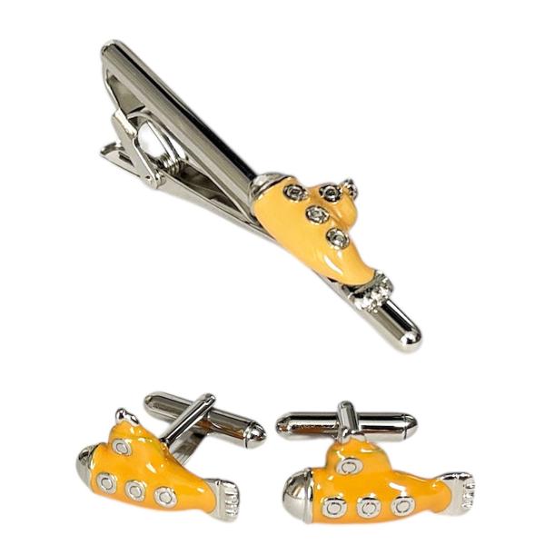 SWANK スワンク イエローサブマリーンカフスボタン・ネクタイピンセット