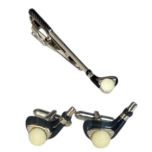 SWANK スワンク ゴルフドライバーカフスボタン・ネクタイピンセット