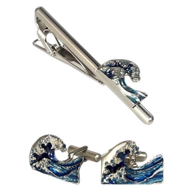 SWANK スワンク 波モチーフカフスボタン・ネクタイピンセット