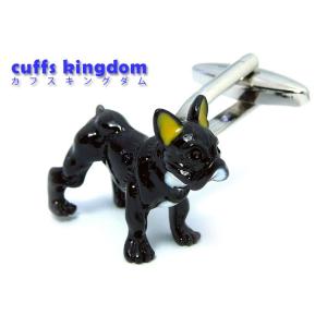 ブラックブルドック配色綺麗カフスカフスボタン  【ブラック