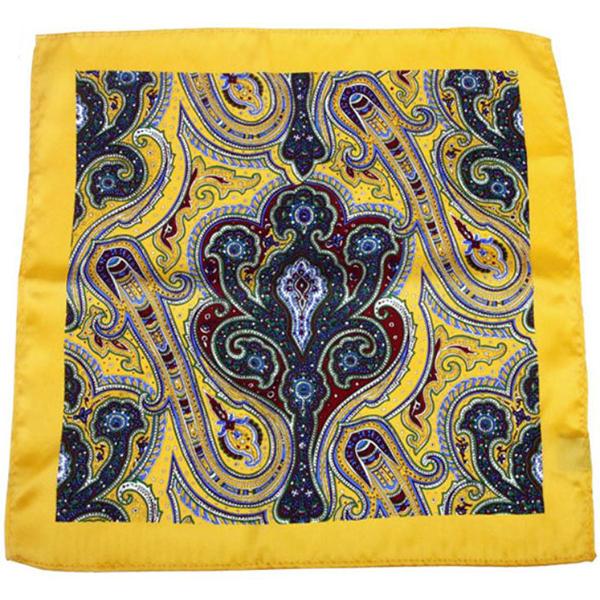 スーツ オシャレ 飾る 高級 シルク100％ ポケットチーフ ◆ 緑 赤 模様 くっきり 映える 黄...