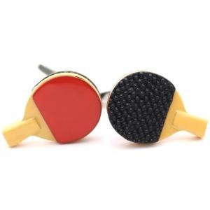カフス カフスボタン シェークハンド用赤と黒卓球ラケット メンズ プレゼント カフスマニア