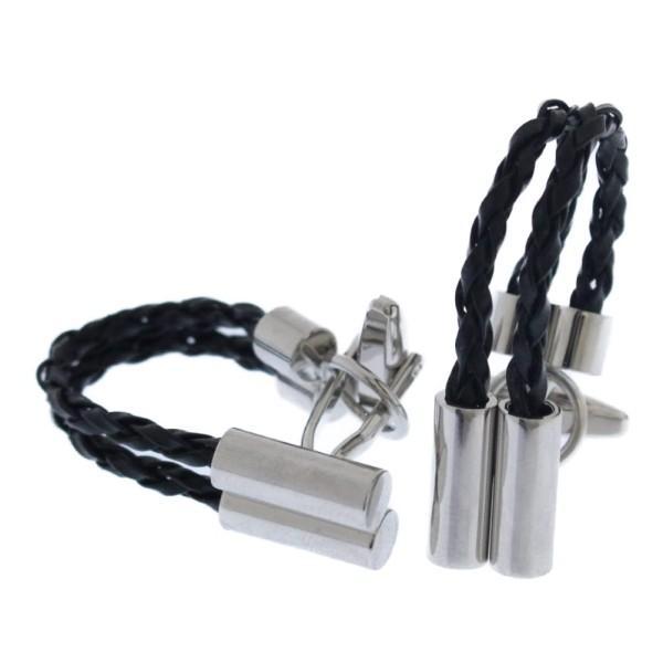 カフス カフスボタン ブラック レザー ラップアラウンド カフリンクス カフスボタン メンズ プレゼ...