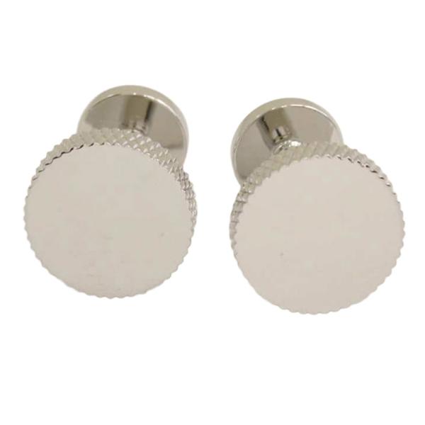 シルバー  丸形　シンプル カフス カフリンクス カフスボタン