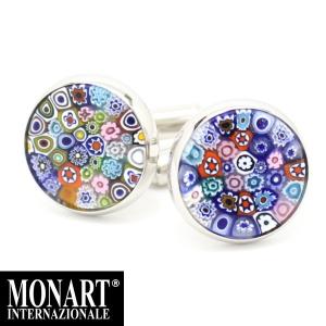 カフス カフスボタン MONART ベネチアンガラス マルチ小花