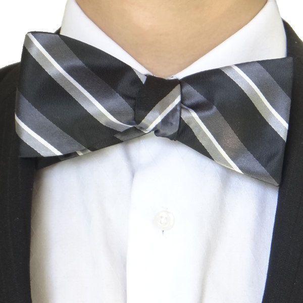 蝶ネクタイ モノトーン レジメンタル クール シルクのボウタイ メンズ スーツ プレゼント カフスマ...