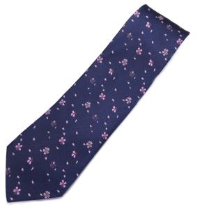 ネクタイ 富士桜工房 kawaii 紺 茶柴犬 日本製 シルク ジャカード 和風