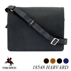 レザー メッセンジャー バッグ   18548 HARVARD-L / 本革 牛革 レザー 斜め掛け フルフラップ VISCONTI