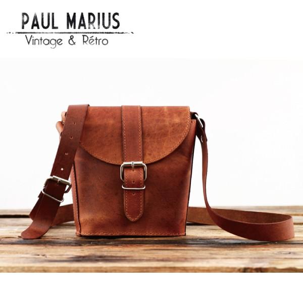 SALE レザー ミニ ショルダー バッグ   AUT-14S ブラウン / PAUL MARIUS...