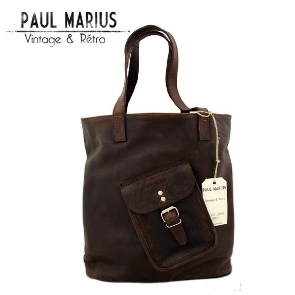 SALE / レザー トートバッグ フロントポケット付   CAB-37 ダークブラウン / PAU...