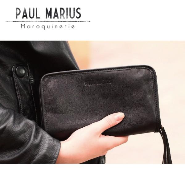 SALE ラウンドジップ ロングウォレット　COM-20 ブラック / PAUL MARIUS ポー...