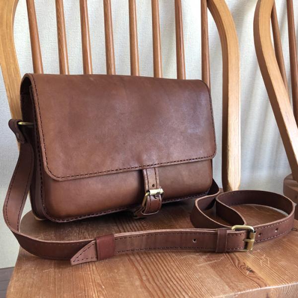 SALE / 差込錠 ナチュラル レザー ショルダーバッグ   KL-BOL ダークブラウン / B...