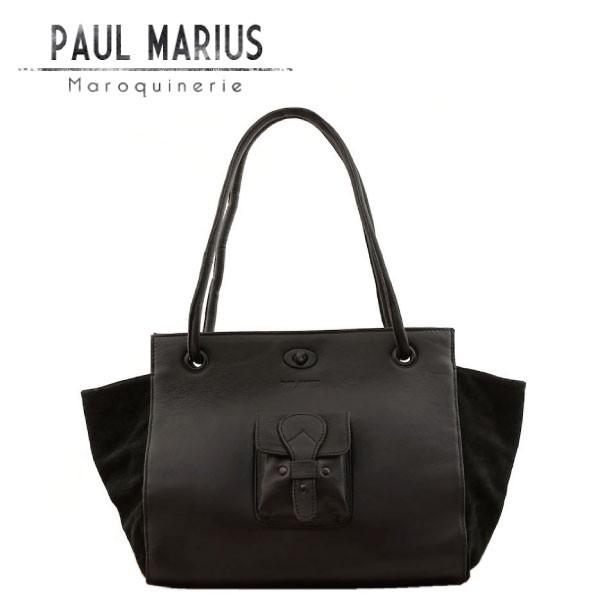 SALE レザー トート バッグ フロント ポケット MDM-35 ブラック / PAUL MARI...