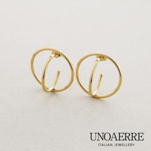 イタリアンジュエリー ウノアエレ 18金 18k ゴールド シンプル 地金 立体 K18 ピアス ウノアエレ UNOAERRE クロスフープ