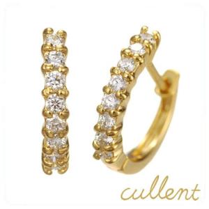 フープピアス K18 18金 18k  ダイヤモンド ダイヤ  小さめ K18ダイヤモンドピアス angel arrow hoop 0.2ct ミニ鑑別書付き｜cullent