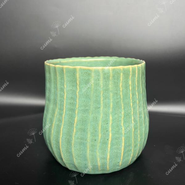 N0019　Palmero　Cache　Pot　パルメロ　キャッシュポット　グリーン　窯変　二色　植...