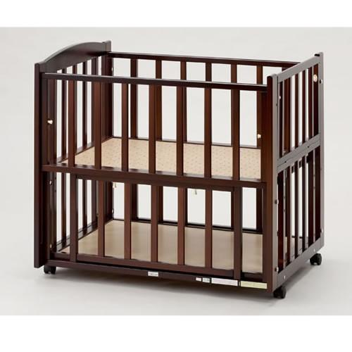 ベビーベッド国産 ビーサイドミニ ダークブラウン 収納棚付 b-side mini