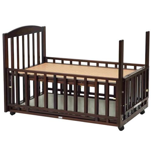 ベビーベッド 国産 ビーサイドデラックス ダークブラウン 収納棚付 b-side DX