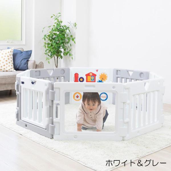 ベビーサークル ミュージカルキッズランドDX2 8角形 カラフル/ホワイト＆グレー 本体 大きい 日...