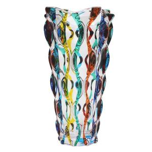 MURANO イタリア製　花瓶　高級感 ビンテージ イタリア MURANO ムラーノ 高さ29.5㎝ 金彩 ストライプ