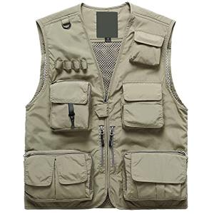 Hilarocky メンズ メッシュベスト カメラマンベスト フィッシングベスト 多機能 ジャケット 通気 アウトドア XXXL