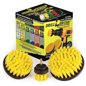 Drillbrush クイックチェンジシャフト3パックミディアムイエロードリルブラシグラウト タイル シャワーストールやドアのトラック クリーニングブ