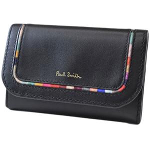 【未使用級】Paul Smith マルチストライプ　名刺入れ　レザー　ブラック 未使用級】Paul Smith マルチストライプ 名刺入れ レザー