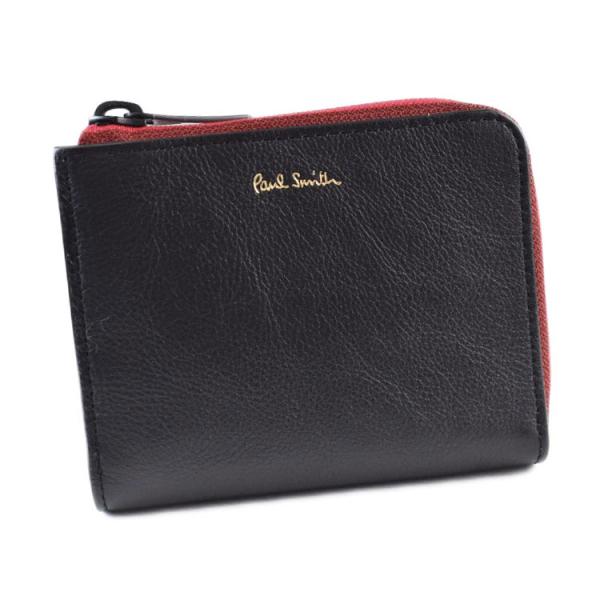 財布 レディース 二つ折り ミニ財布 ポールスミス コンパクト ストライプ ジップ L字 ファスナー...