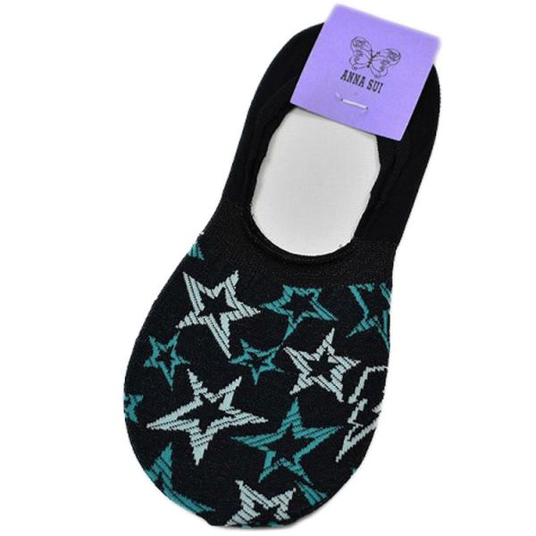 アナスイ 靴下 カバーソックス レディース ブランド ANNA SUI 黒 ブラック グリーン スタ...