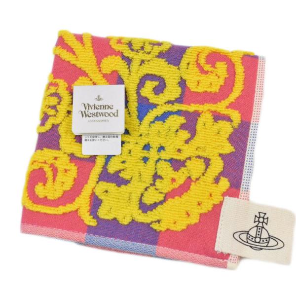 ヴィヴィアン ウエストウッド タオルハンカチ 1枚 レディース ブランド ピンク ブルー ブロック ...