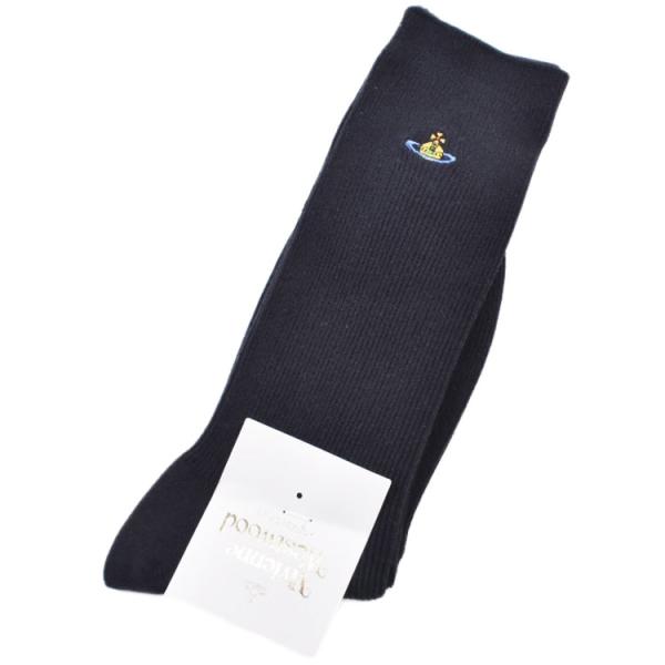 靴下 レディース ヴィヴィアン ウエストウッド クルーソックス ベーシック リブ ソックス 紺 22...