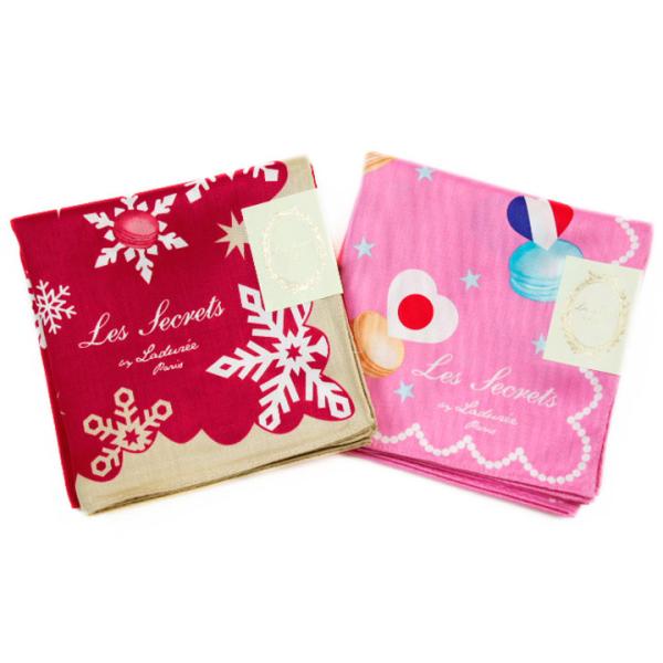 ラデュレ ハンカチ 2枚 セット レディース ブランド 赤 レッド ゴールド スノークリスタル ピン...